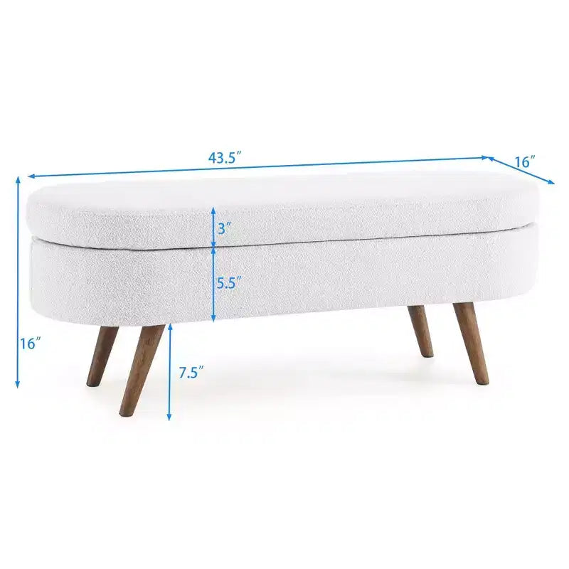 TUYOHW Pouf de rangement moderne avec pieds en bois, banc de rangement avec siège rembourré, banc de bout de lit pour chambre à coucher, salon
