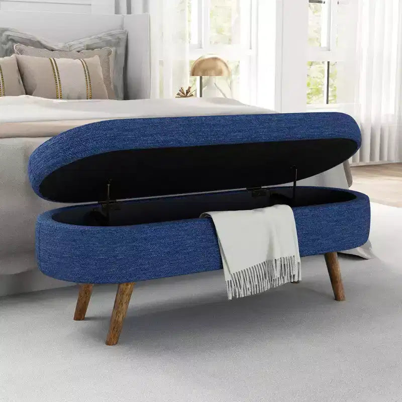 TUYOHW Pouf de rangement moderne avec pieds en bois, banc de rangement avec siège rembourré, banc de bout de lit pour chambre à coucher, salon