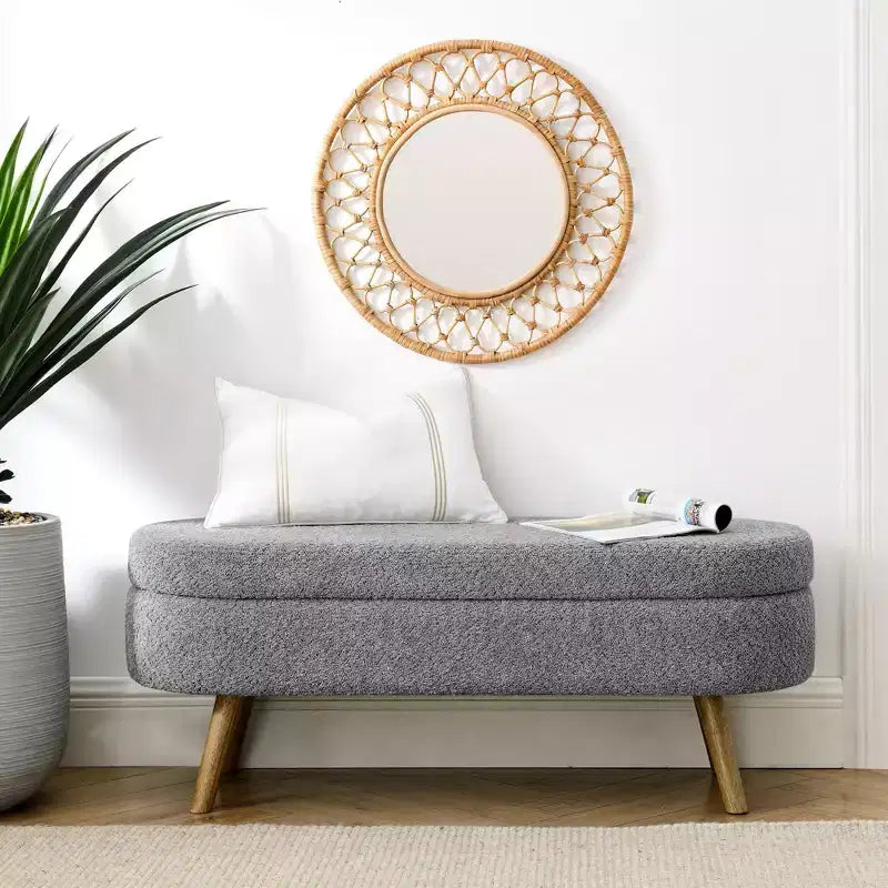 TUYOHW Pouf de rangement moderne avec pieds en bois, banc de rangement avec siège rembourré, banc de bout de lit pour chambre à coucher, salon