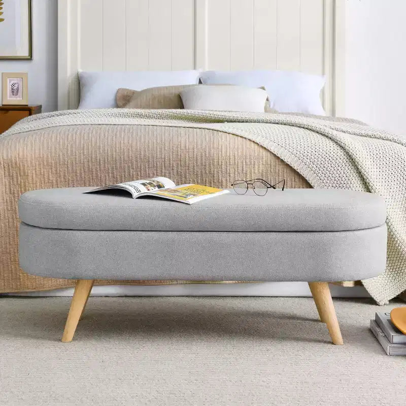 TUYOHW Pouf de rangement moderne avec pieds en bois, banc de rangement avec siège rembourré, banc de bout de lit pour chambre à coucher, salon