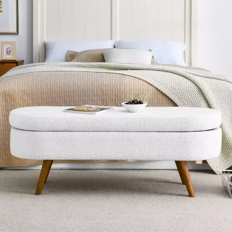 TUYOHW Pouf de rangement moderne avec pieds en bois, banc de rangement avec siège rembourré, banc de bout de lit pour chambre à coucher, salon