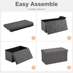 TUYOHW Banc de rangement 30/43 pouces avec siège rembourré, bout de lit, banc de rangement pliable grande capacité pour salon, chambre à coucher