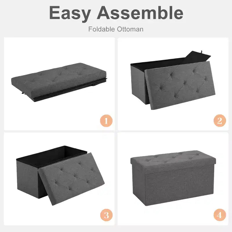 TUYOHW Banc de rangement 30/43 pouces avec siège rembourré, bout de lit, banc de rangement pliable grande capacité pour salon, chambre à coucher