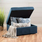 TUYOHW Pouf de rangement carré de grande capacité, banc d'entrée avec charnières à pression, repose-pieds banc de bout de lit pour salon, bleu marine