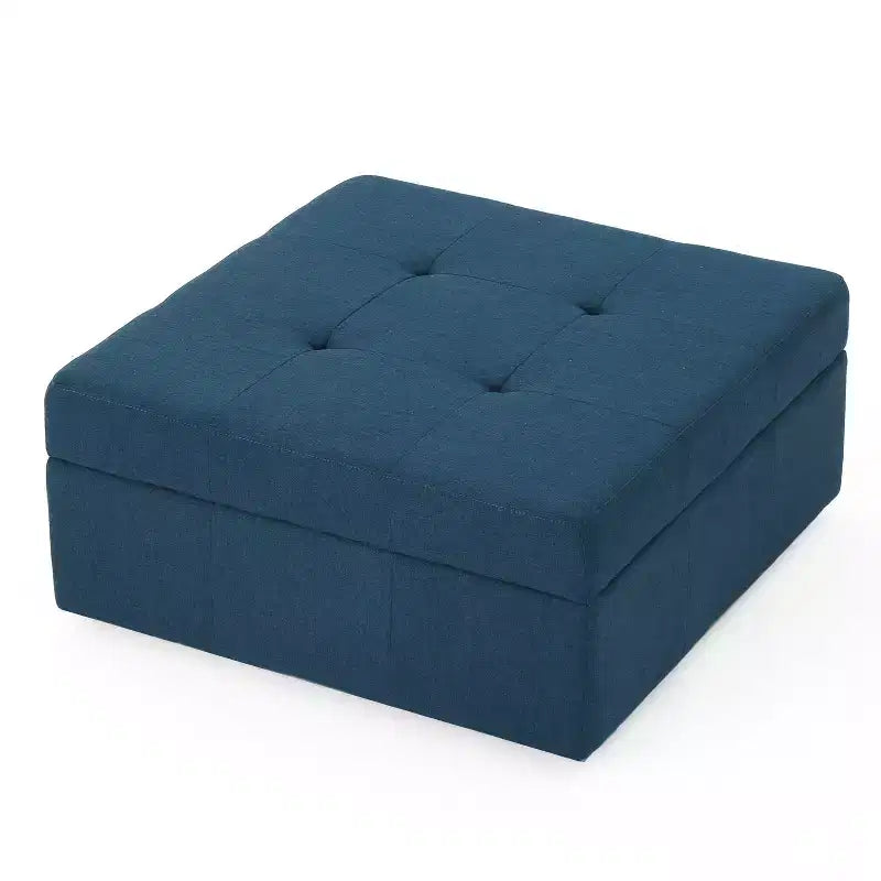 TUYOHW Pouf de rangement carré de grande capacité, banc d'entrée avec charnières à pression, repose-pieds banc de bout de lit pour salon, bleu marine