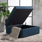 TUYOHW Pouf de rangement carré de grande capacité, banc d'entrée avec charnières à pression, repose-pieds banc de bout de lit pour salon, bleu marine