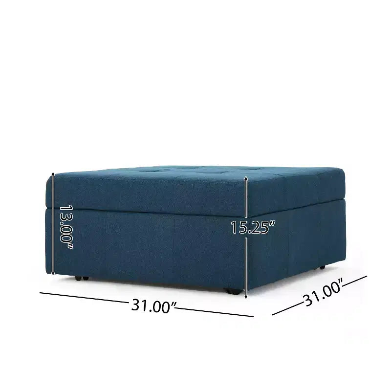 TUYOHW Pouf de rangement carré de grande capacité, banc d'entrée avec charnières à pression, repose-pieds banc de bout de lit pour salon, bleu marine