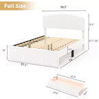 Cadre de lit moderne Bestier rembourré avec tête de lit ondulée, éclairage d'ambiance blanc et tiroir de rangement extra-large