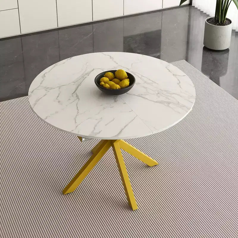 GDFStudio Renee Modern Extendable Round Dining Table with X-shaped Base