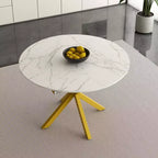 GDFStudio Renee Modern Extendable Round Dining Table with X-shaped Base