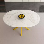 GDFStudio Renee Table à manger ronde extensible moderne avec piètement en X
