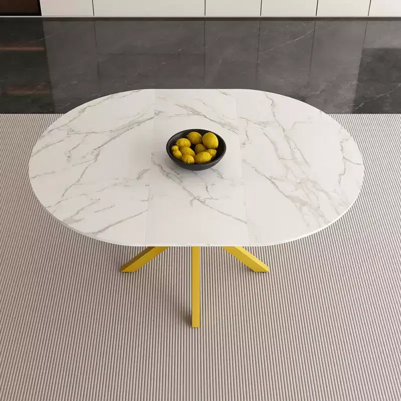 GDFStudio Renee Table à manger ronde extensible moderne avec piètement en X