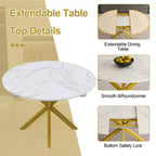 GDFStudio Renee Table à manger ronde extensible moderne avec piètement en X