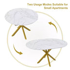 GDFStudio Renee Table à manger ronde extensible moderne avec piètement en X