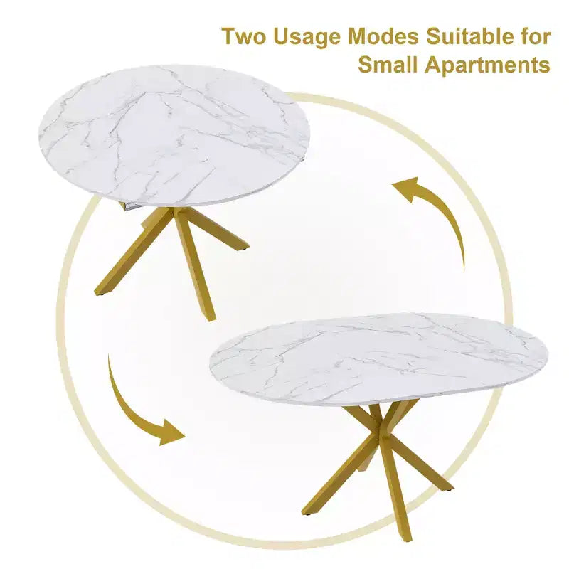GDFStudio Renee Table à manger ronde extensible moderne avec piètement en X