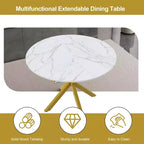 GDFStudio Renee Table à manger ronde extensible moderne avec piètement en X