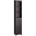 Tall Narrow Bathroom Storage Cabinet with Shelves and Doors, Slim Linen Floor Cabinet