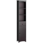Tall Narrow Bathroom Storage Cabinet with Shelves and Doors, Slim Linen Floor Cabinet