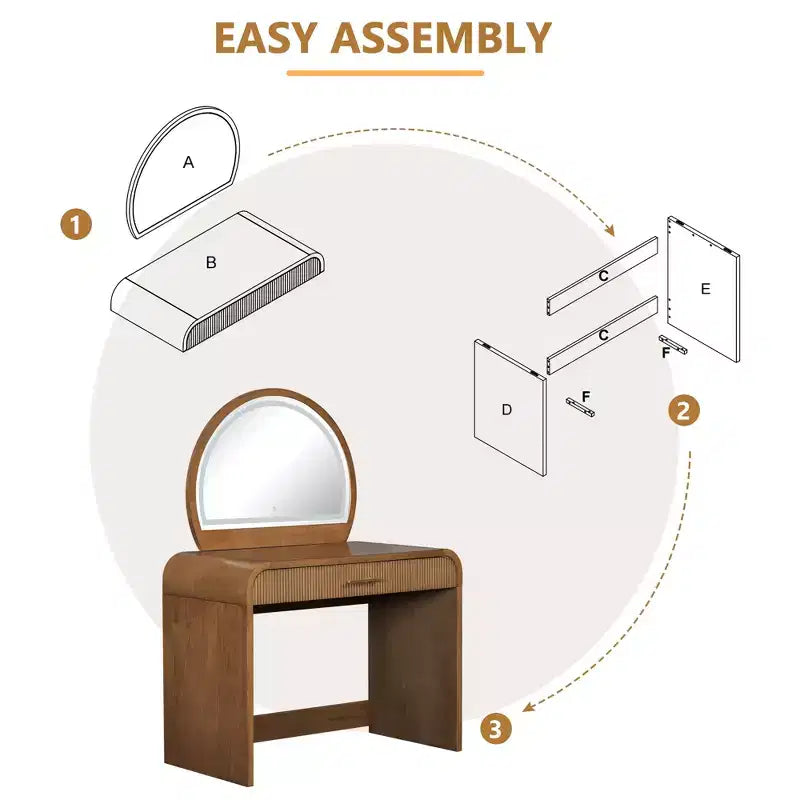 Table de Maquillage CLIHOME avec Miroir Tactile Éclairé, Coiffeuse avec Tiroir