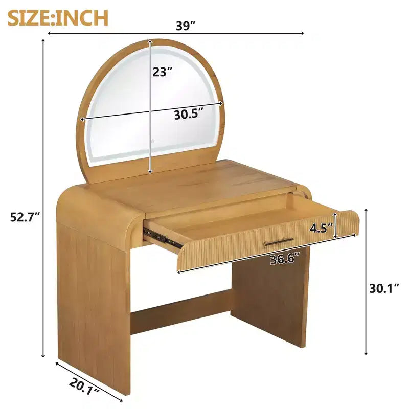 Table de Maquillage CLIHOME avec Miroir Tactile Éclairé, Coiffeuse avec Tiroir