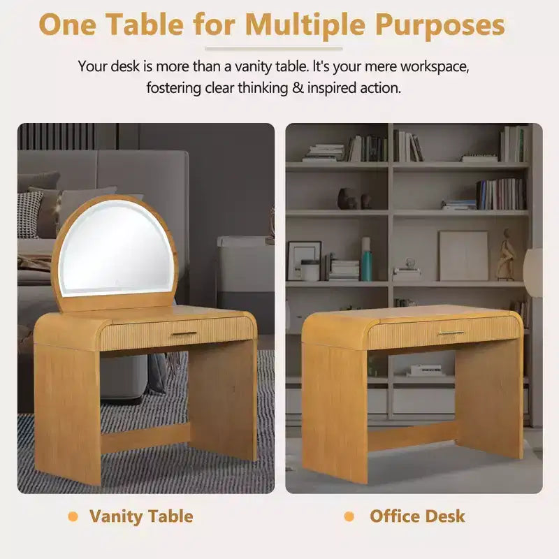 Table de Maquillage CLIHOME avec Miroir Tactile Éclairé, Coiffeuse avec Tiroir