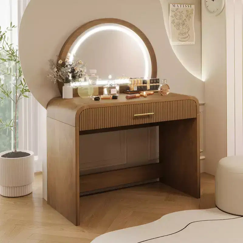 Table de Maquillage CLIHOME avec Miroir Tactile Éclairé, Coiffeuse avec Tiroir