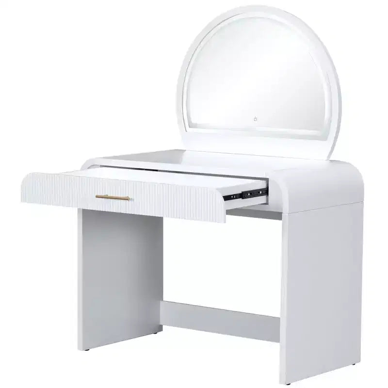 Table de Maquillage CLIHOME avec Miroir Tactile Éclairé, Coiffeuse avec Tiroir