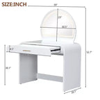 Table de Maquillage CLIHOME avec Miroir Tactile Éclairé, Coiffeuse avec Tiroir