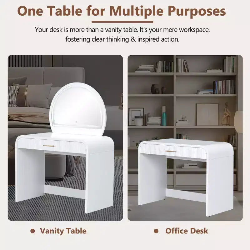 Table de Maquillage CLIHOME avec Miroir Tactile Éclairé, Coiffeuse avec Tiroir