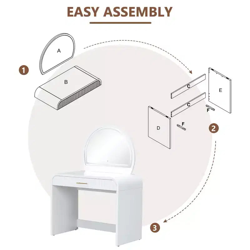 Table de Maquillage CLIHOME avec Miroir Tactile Éclairé, Coiffeuse avec Tiroir