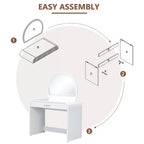 Table de Maquillage CLIHOME avec Miroir Tactile Éclairé, Coiffeuse avec Tiroir