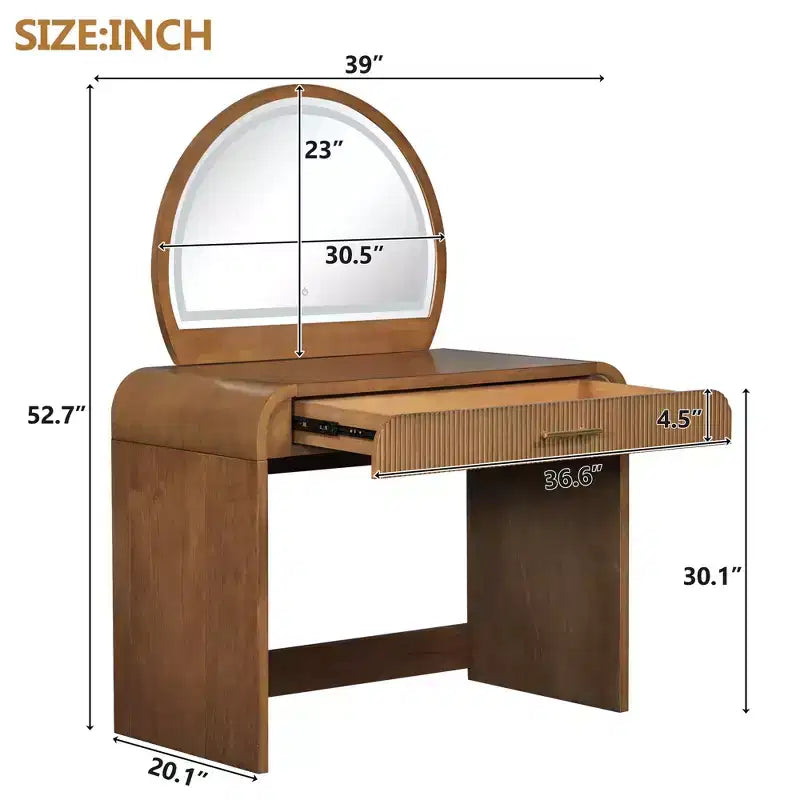 Table de Maquillage CLIHOME avec Miroir Tactile Éclairé, Coiffeuse avec Tiroir