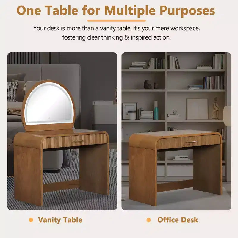 Table de Maquillage CLIHOME avec Miroir Tactile Éclairé, Coiffeuse avec Tiroir