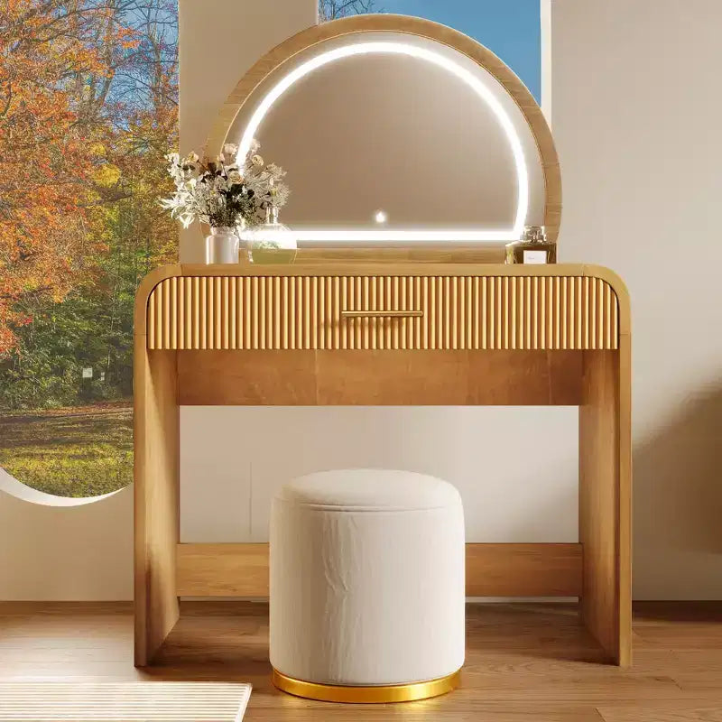 Table de Maquillage CLIHOME avec Miroir Tactile Éclairé, Coiffeuse avec Tiroir