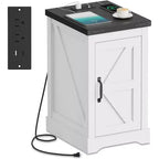 Table de chevet de style industriel avec station de charge comprenant 2 prises de courant intégrées + 2 ports de charge USB, convient aux chambres et aux bureaux.