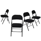 HomeRoots Set of Four Black Faux Leather and Steel Folding Chairs
