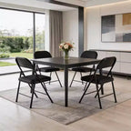 HomeRoots Lot de quatre chaises pliantes en similicuir noir et acier