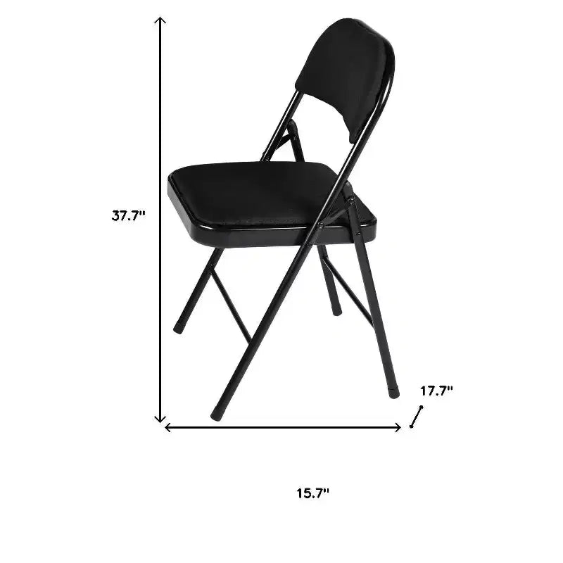 HomeRoots Lot de quatre chaises pliantes en similicuir noir et acier