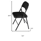 HomeRoots Lot de quatre chaises pliantes en similicuir noir et acier
