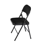 HomeRoots Lot de quatre chaises pliantes en similicuir noir et acier