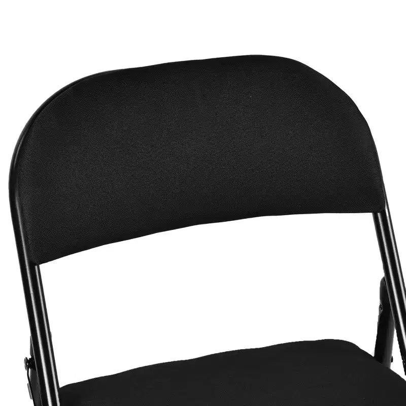 HomeRoots Lot de quatre chaises pliantes en similicuir noir et acier