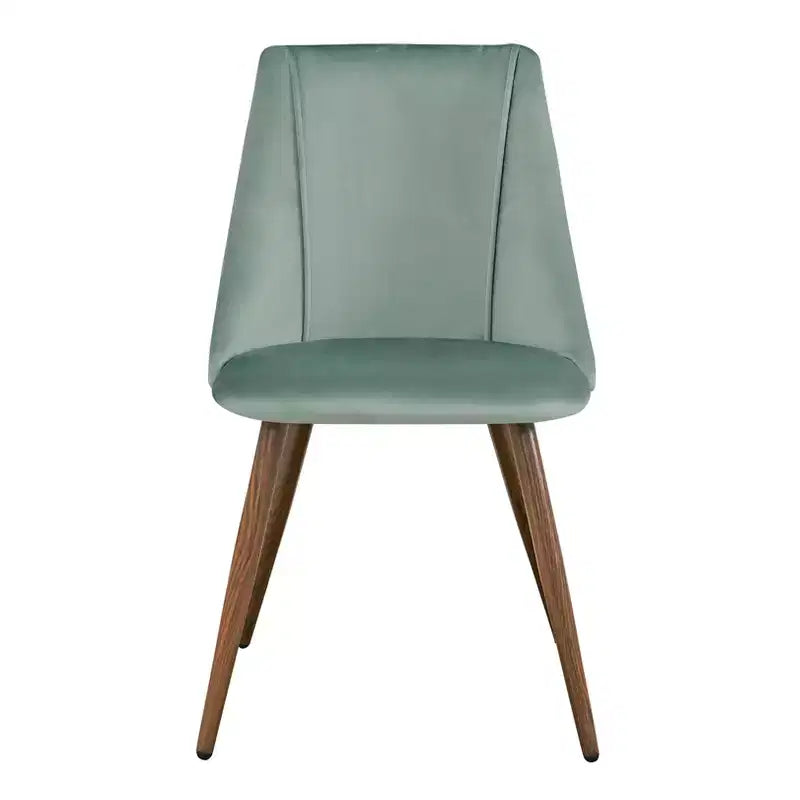 HomeRoots Ensemble de deux chaises de salle à manger en velours vert et marron et acier