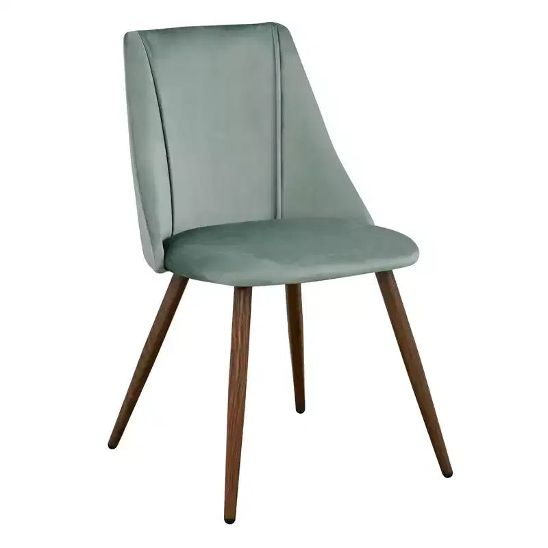 HomeRoots Ensemble de deux chaises de salle à manger en velours vert et marron et acier