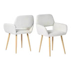 HomeRoots Lot de deux chaises de salle à manger avec accoudoirs en tissu beige et chêne et acier
