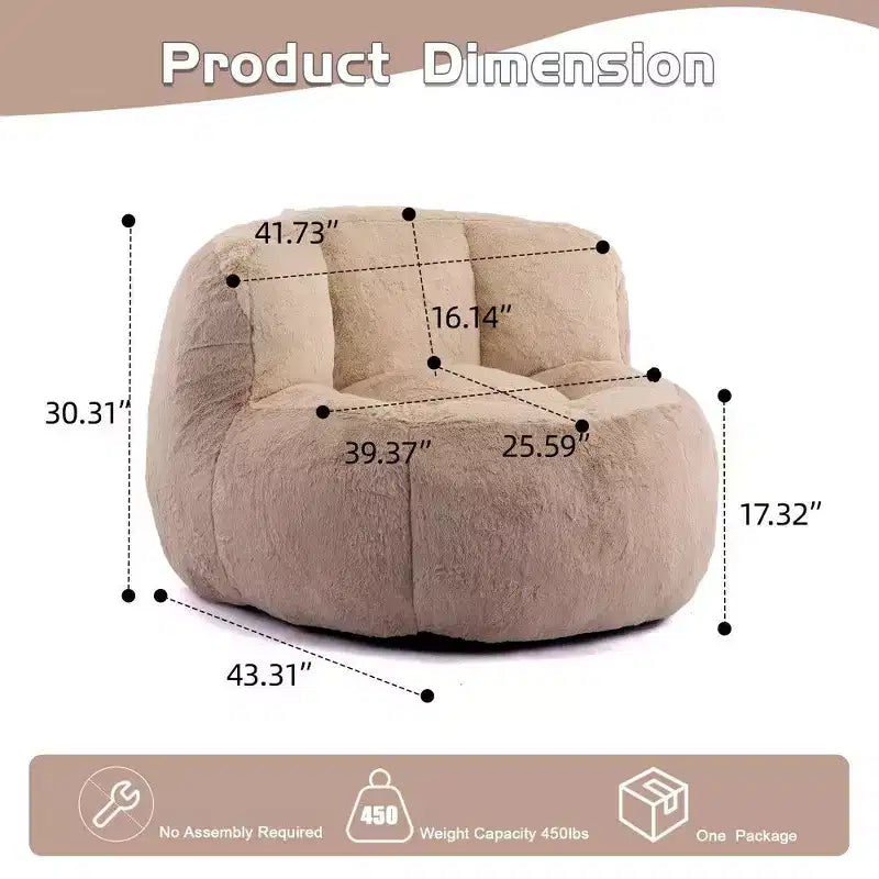 Fauteuil poire Okak en fausse fourrure multicolore, grand pouf fauteuil avec poignée de transport et sans assemblage, mousse déchiquetée haute résilience