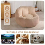Fauteuil poire Okak en fausse fourrure multicolore, grand pouf fauteuil avec poignée de transport et sans assemblage, mousse déchiquetée haute résilience