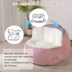 Fauteuil poire Okak en fausse fourrure multicolore, grand pouf fauteuil avec poignée de transport et sans assemblage, mousse déchiquetée haute résilience