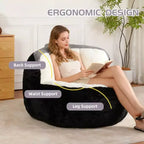 Fauteuil poire Okak en fausse fourrure multicolore, grand pouf fauteuil avec poignée de transport et sans assemblage, mousse déchiquetée haute résilience