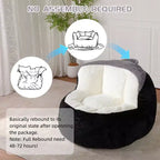 Fauteuil poire Okak en fausse fourrure multicolore, grand pouf fauteuil avec poignée de transport et sans assemblage, mousse déchiquetée haute résilience