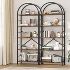 Bibliothèque Celebalcony, Bibliothèque arquée à 5 niveaux, Étagère haute pour CD/livres, Organisateur de rangement pour bureau à domicile, pour chambre/salon, Marron